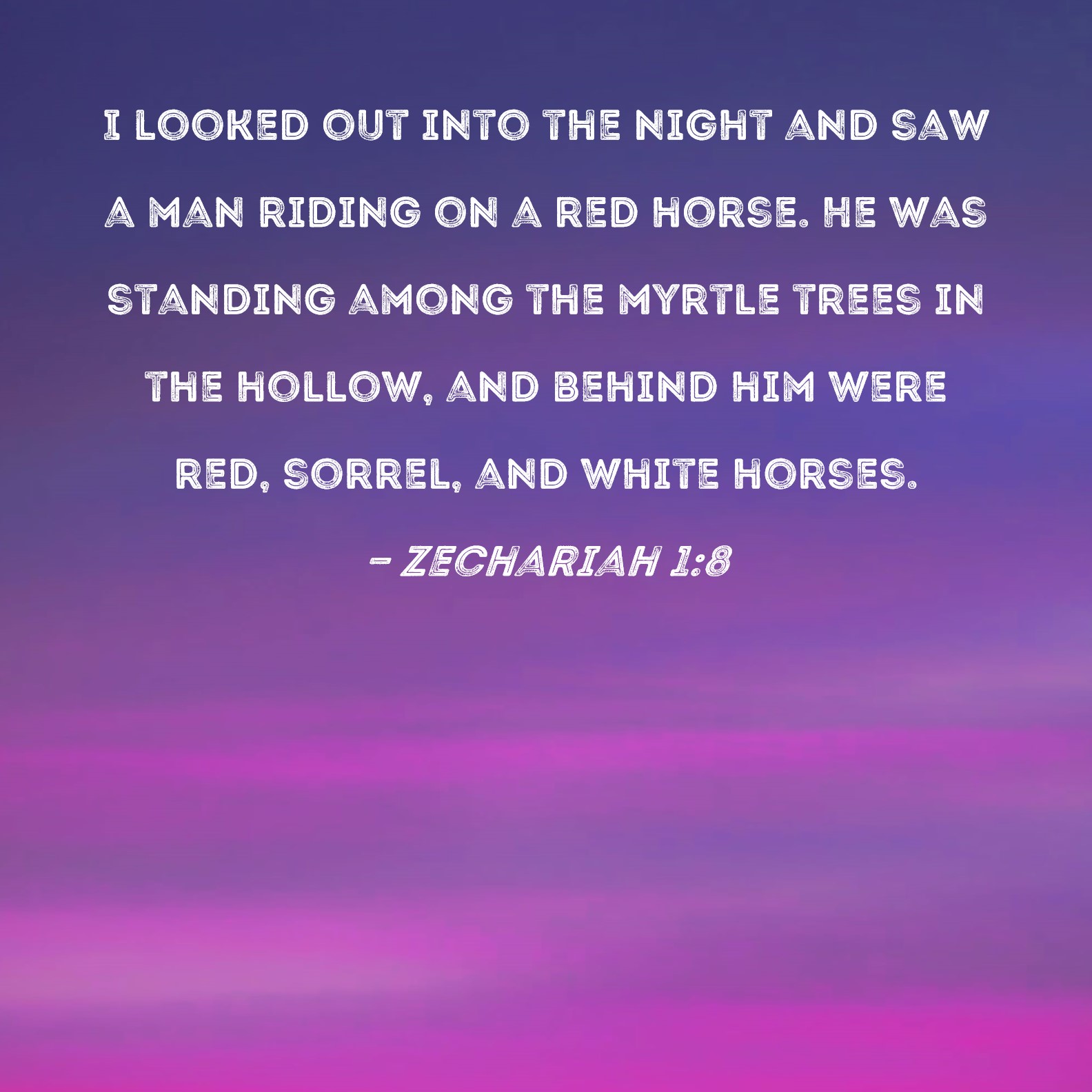 Zechariah 1 8 I Looked Out Into The Night And Saw A Man Riding On A Red 