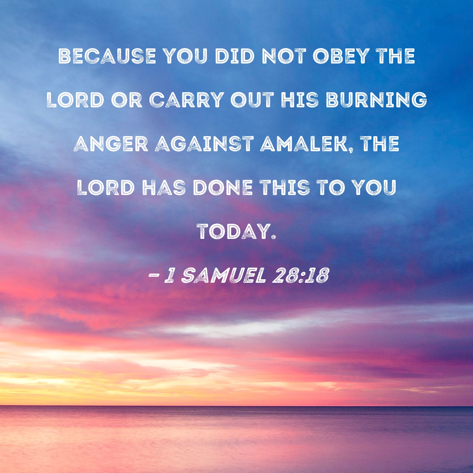 1 Samuel 28:18 Because you did not obey the LORD or carry out His ...