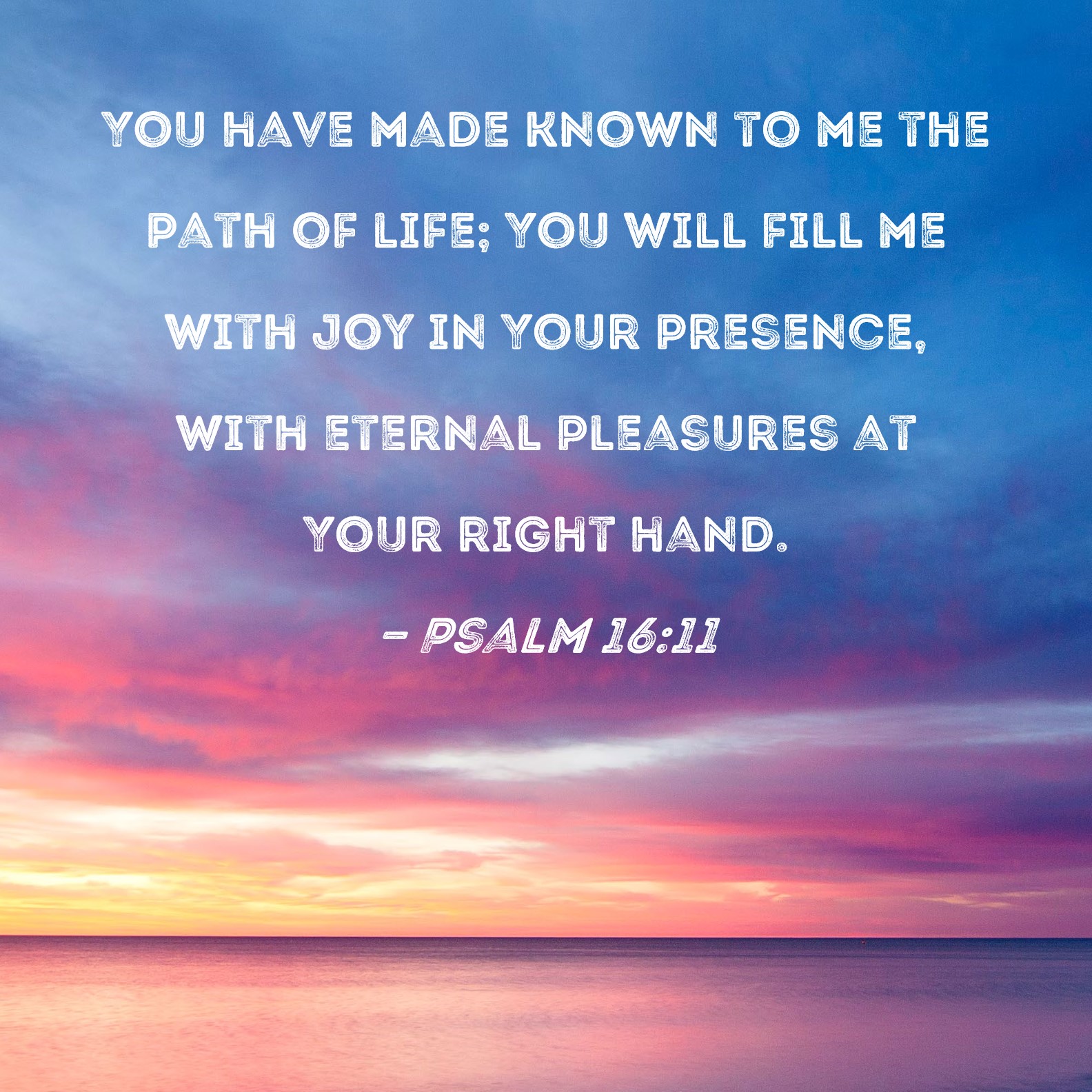 Psalm 1611 You Have Made Known To Me The Path Of Life You Will Fill Me With Joy In Your