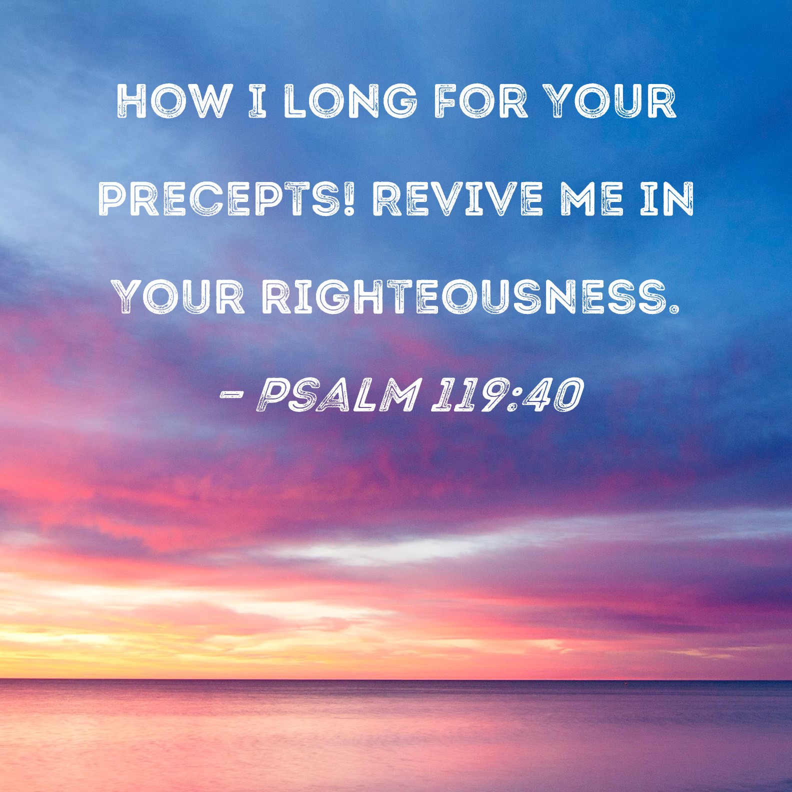 Psalm 119:40 How I long for Your precepts! Revive me in Your righteousness.