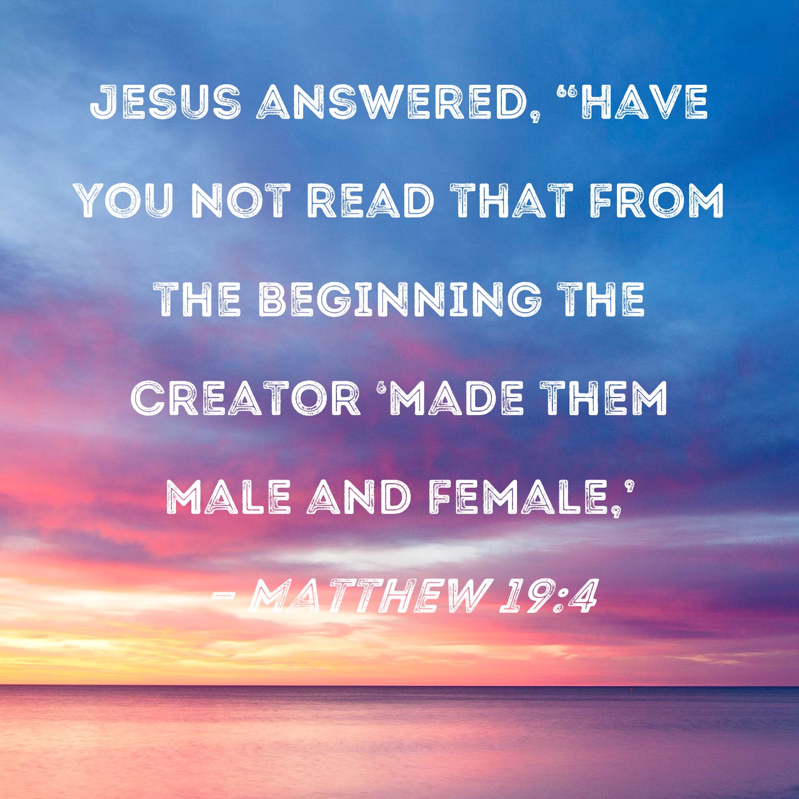 Matthew 19 4 Jesus Answered Have You Not Read That From The Beginning 