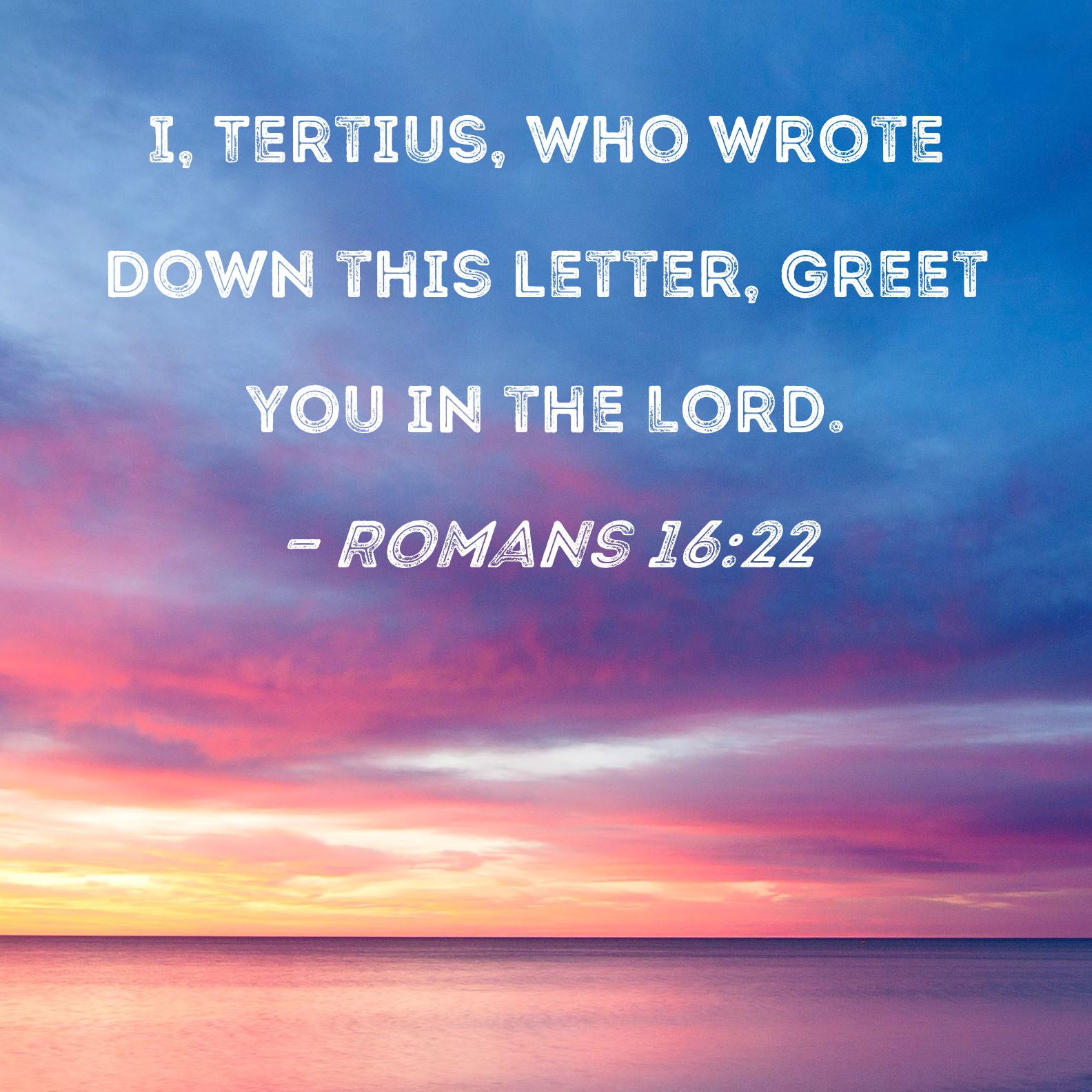 Romans 16 22 I Tertius Who Wrote Down This Letter Greet You In The Lord 