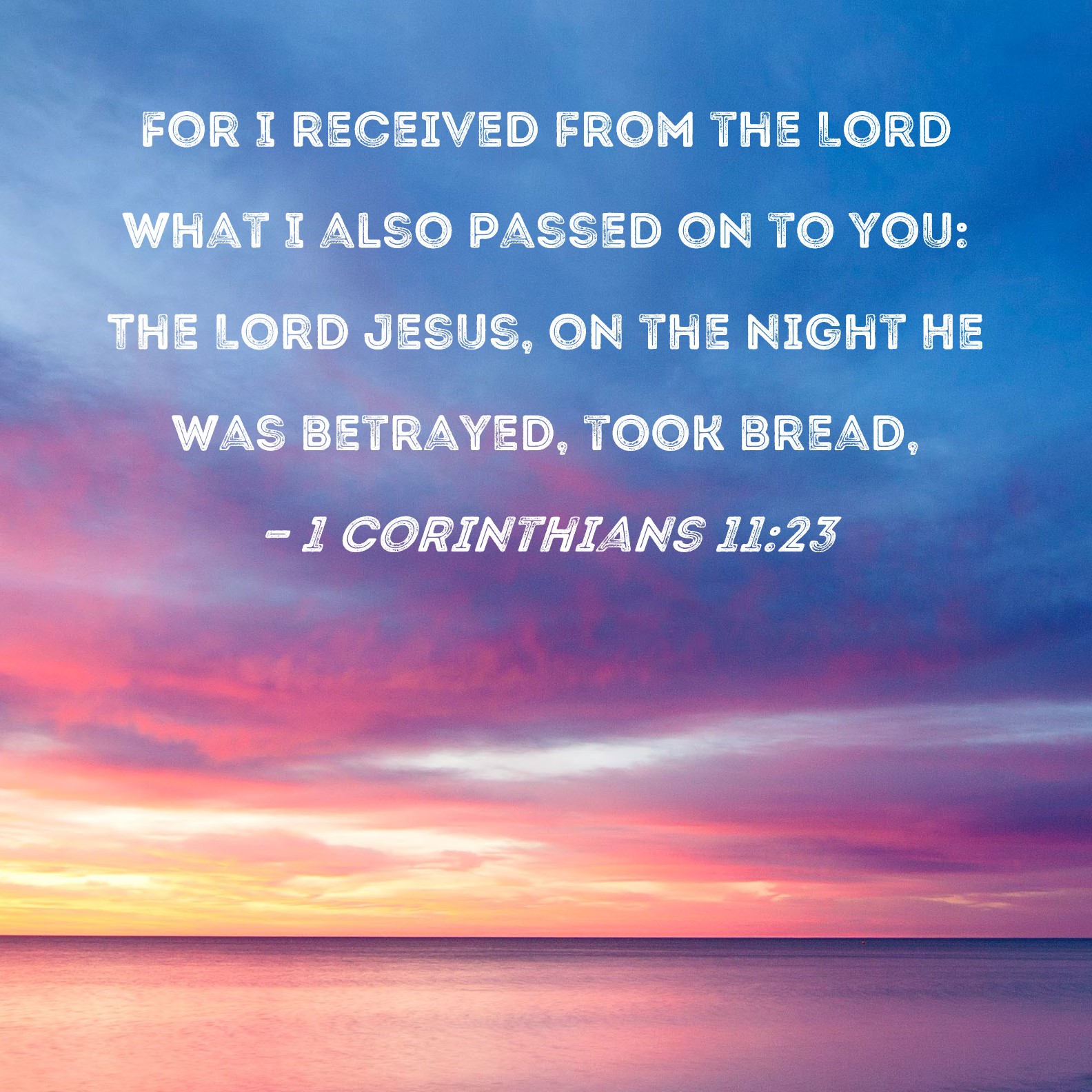 1 Corinthians 11:23 For I received from the Lord what I also passed on ...