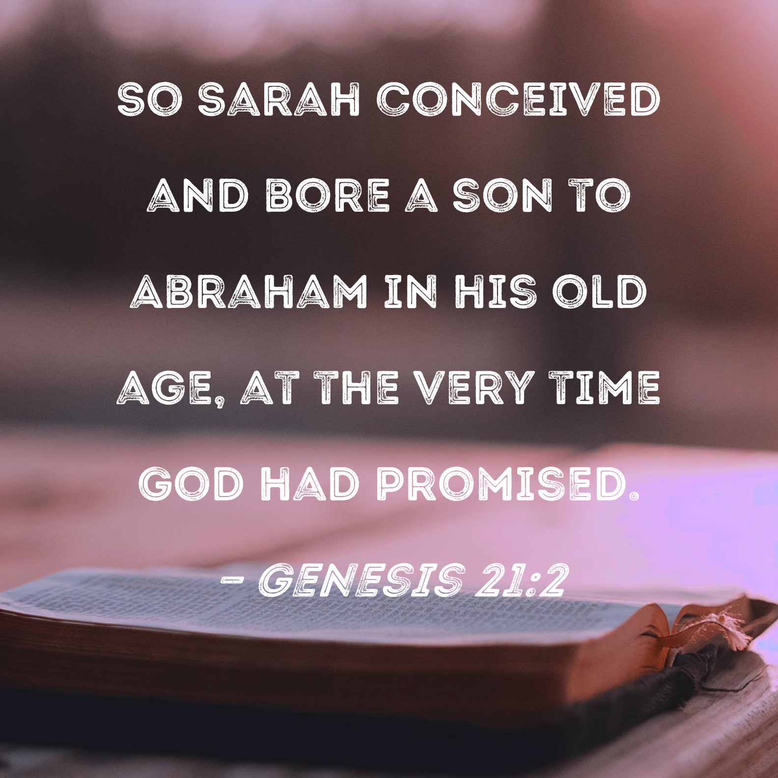 Genesis 21:2 So Sarah conceived and bore a son to Abraham in his old age,  at the very time God had promised.