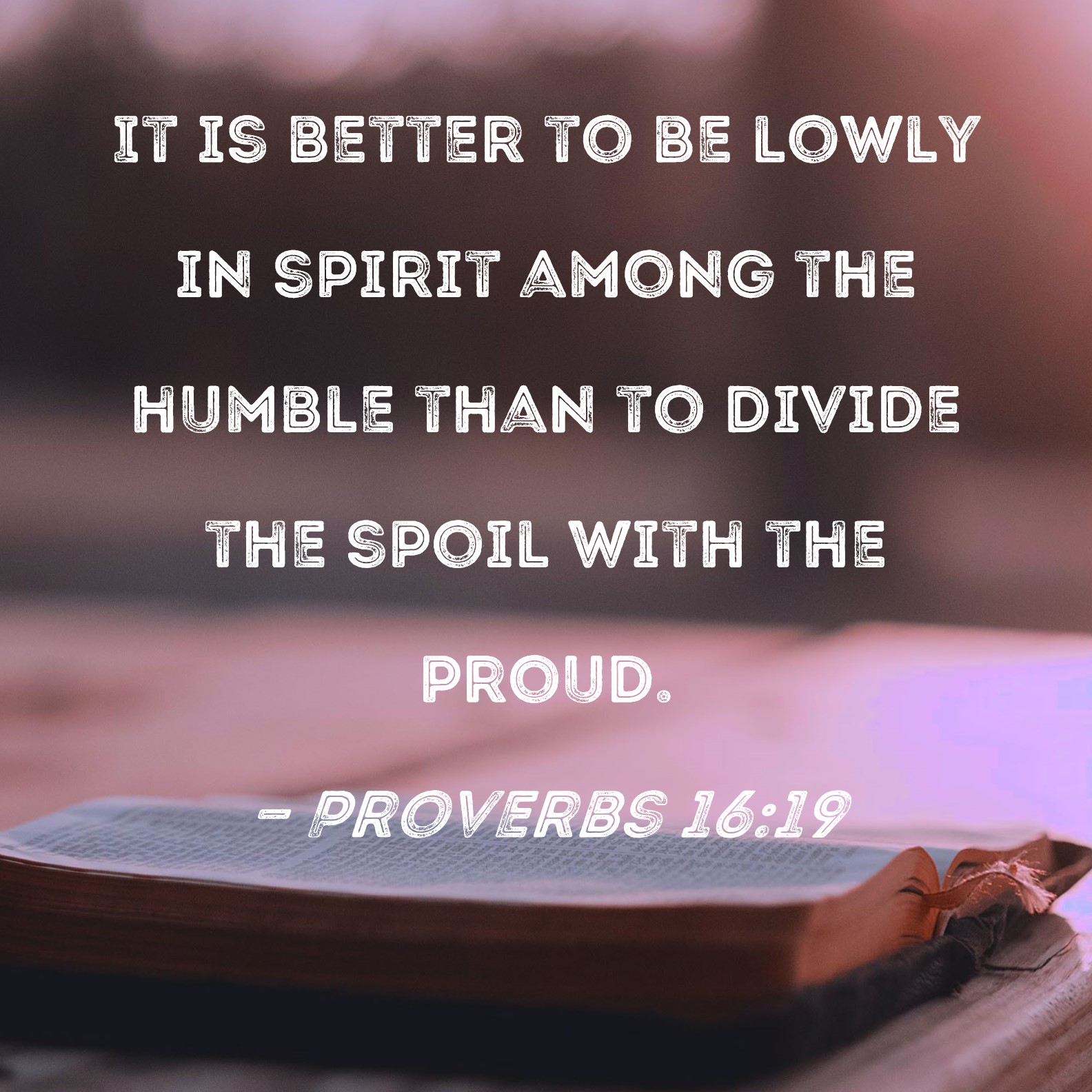 Proverbs 16:19 It is better to be lowly in spirit among the humble