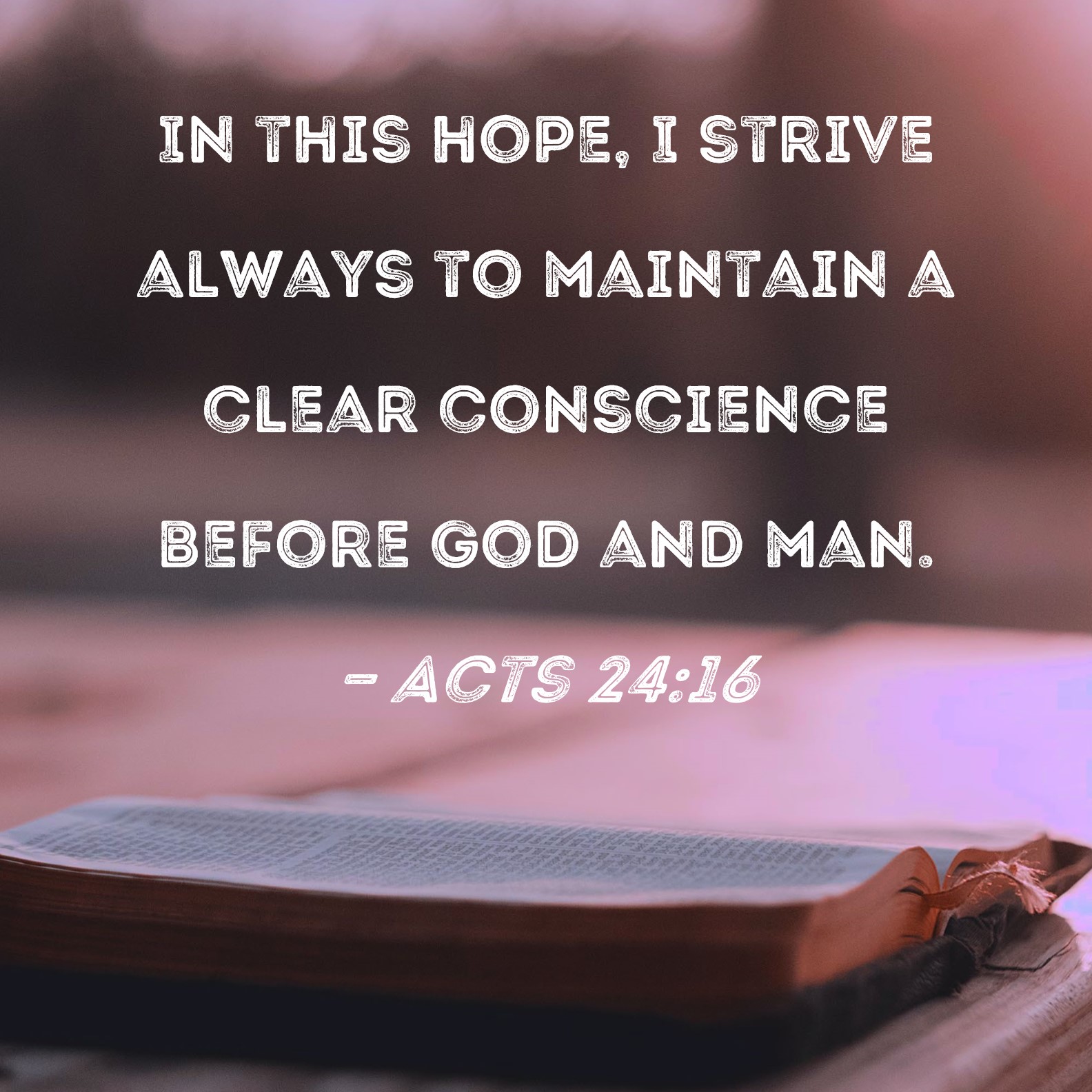 Acts 24 16 In This Hope I Strive Always To Maintain A Clear Conscience 