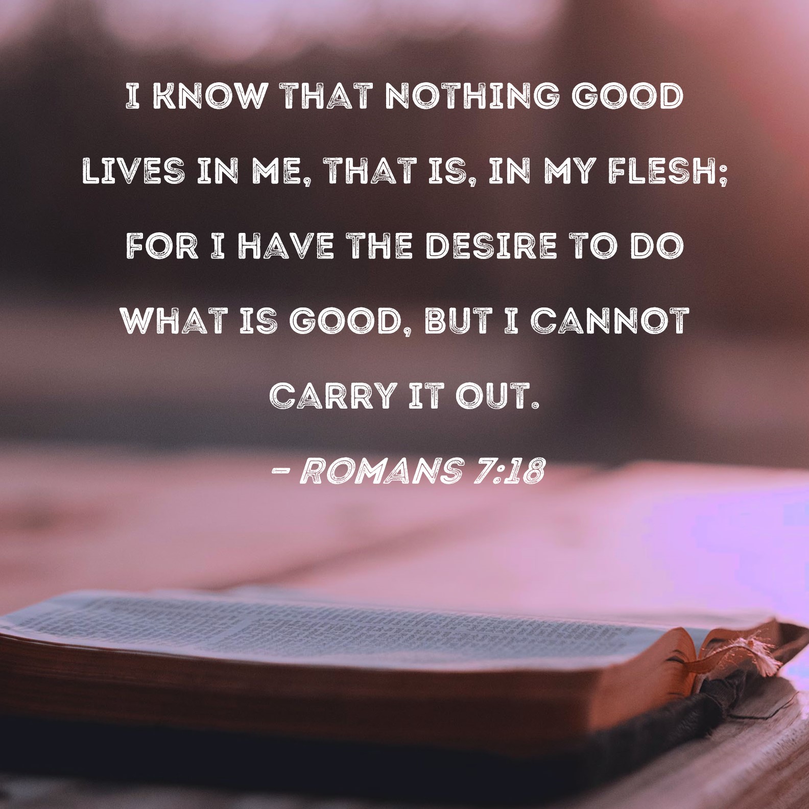 Romans 7 18 I Know That Nothing Good Lives In Me That Is In My Flesh 