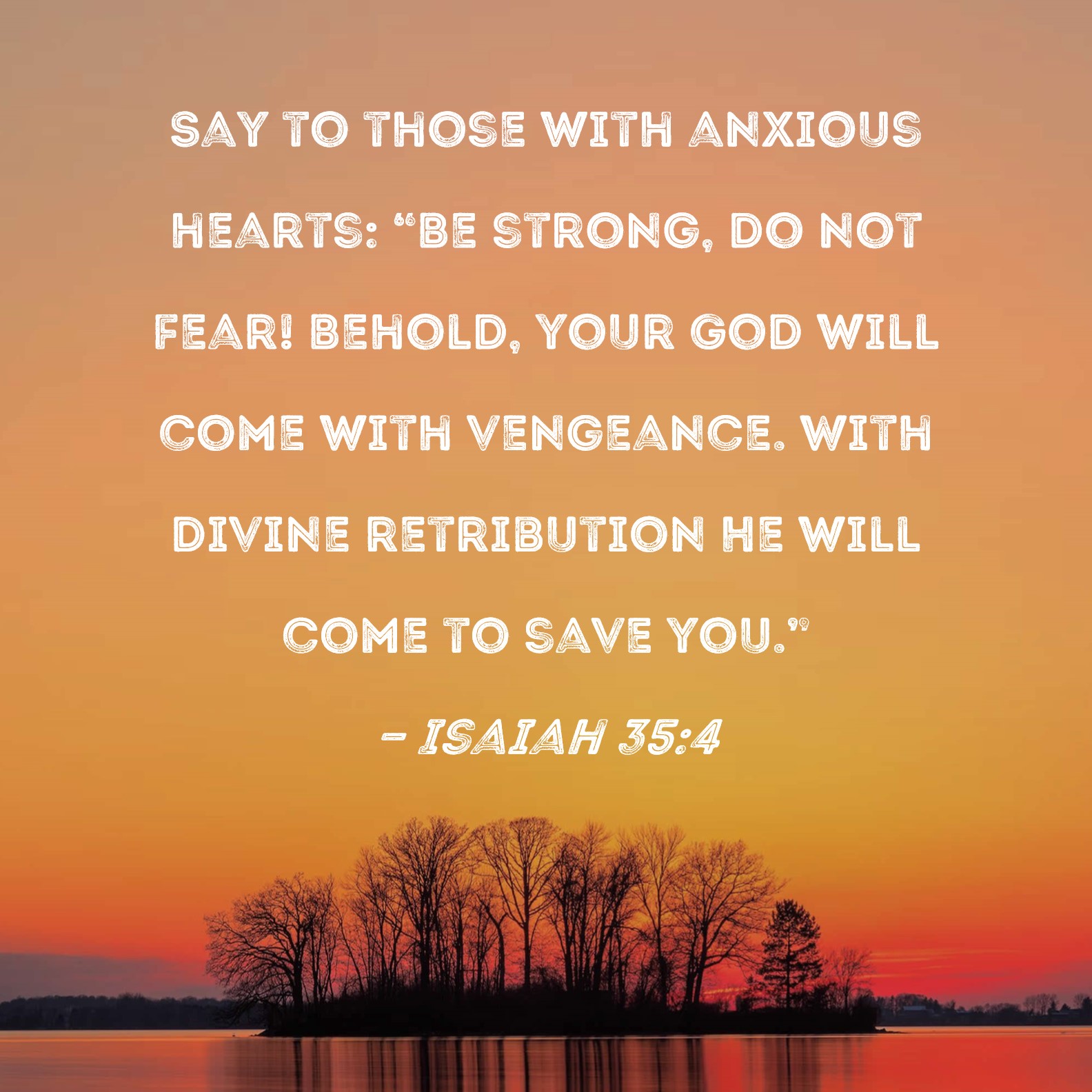 Isaiah 35 4 Say To Those With Anxious Hearts Be Strong Do Not Fear 