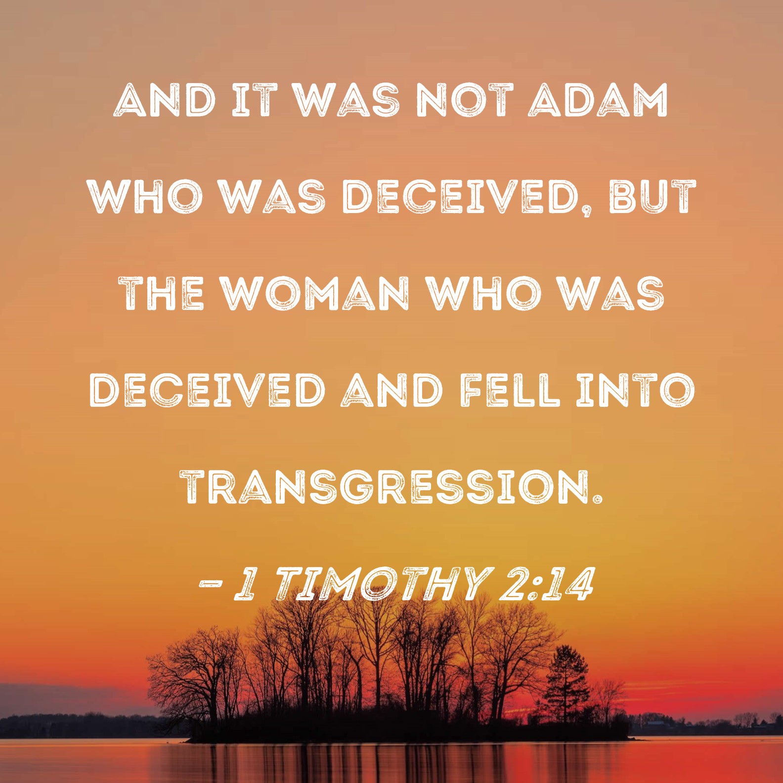 1 Timothy 2 14 And It Was Not Adam Who Was Deceived But The Woman Who 