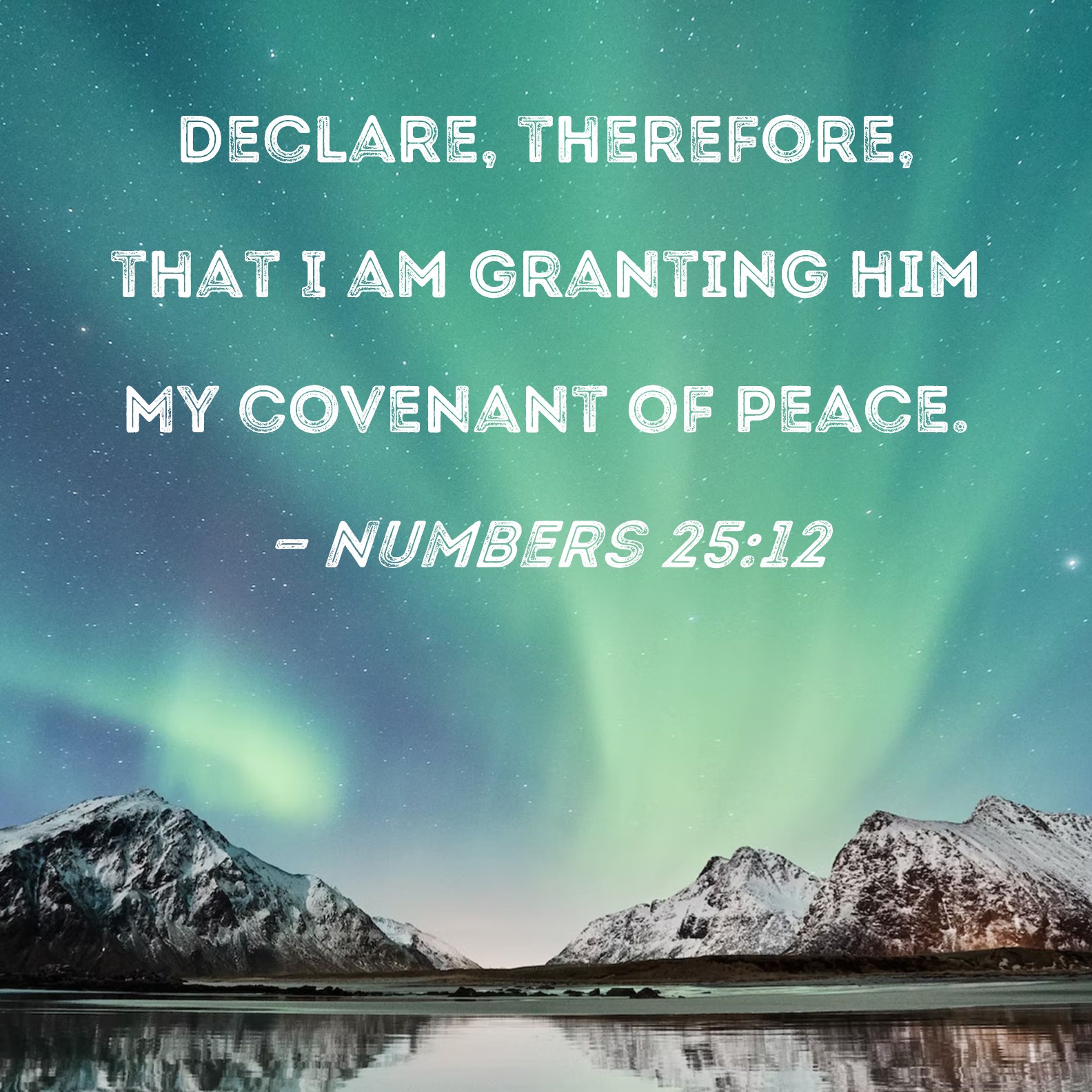 Numbers 2512 Declare, therefore, that I am granting him My covenant of