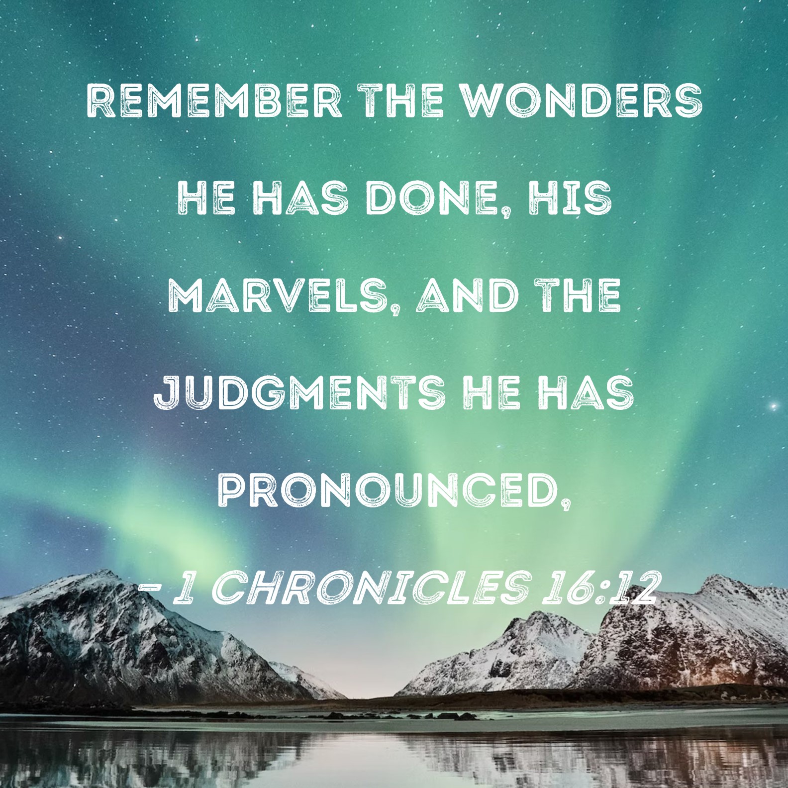 1 Chronicles 1612 Remember the wonders He has done, His marvels, and