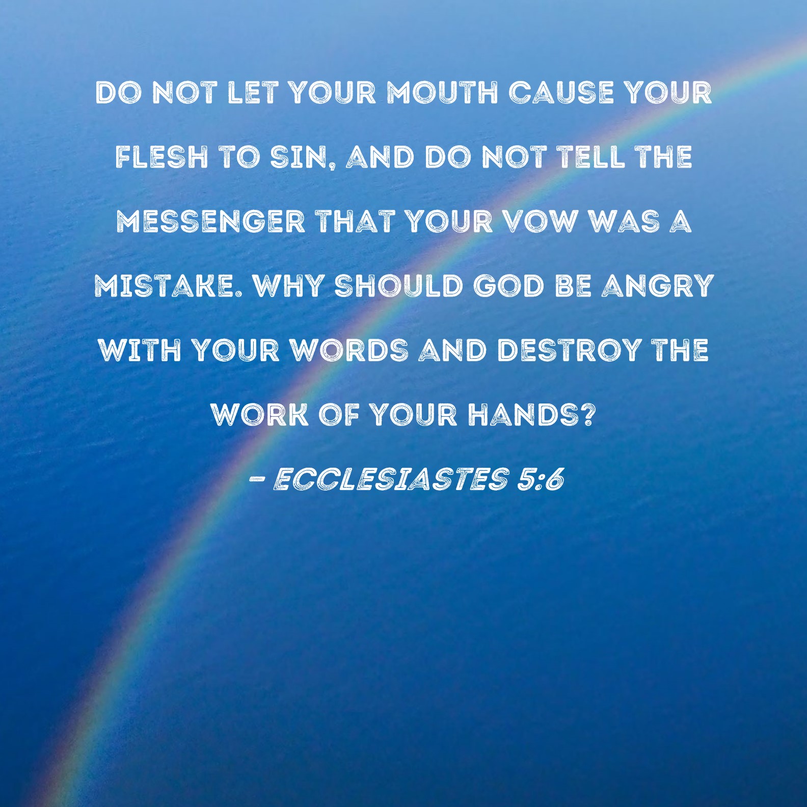 Ecclesiastes 5:6 Do not let your mouth cause your flesh to sin