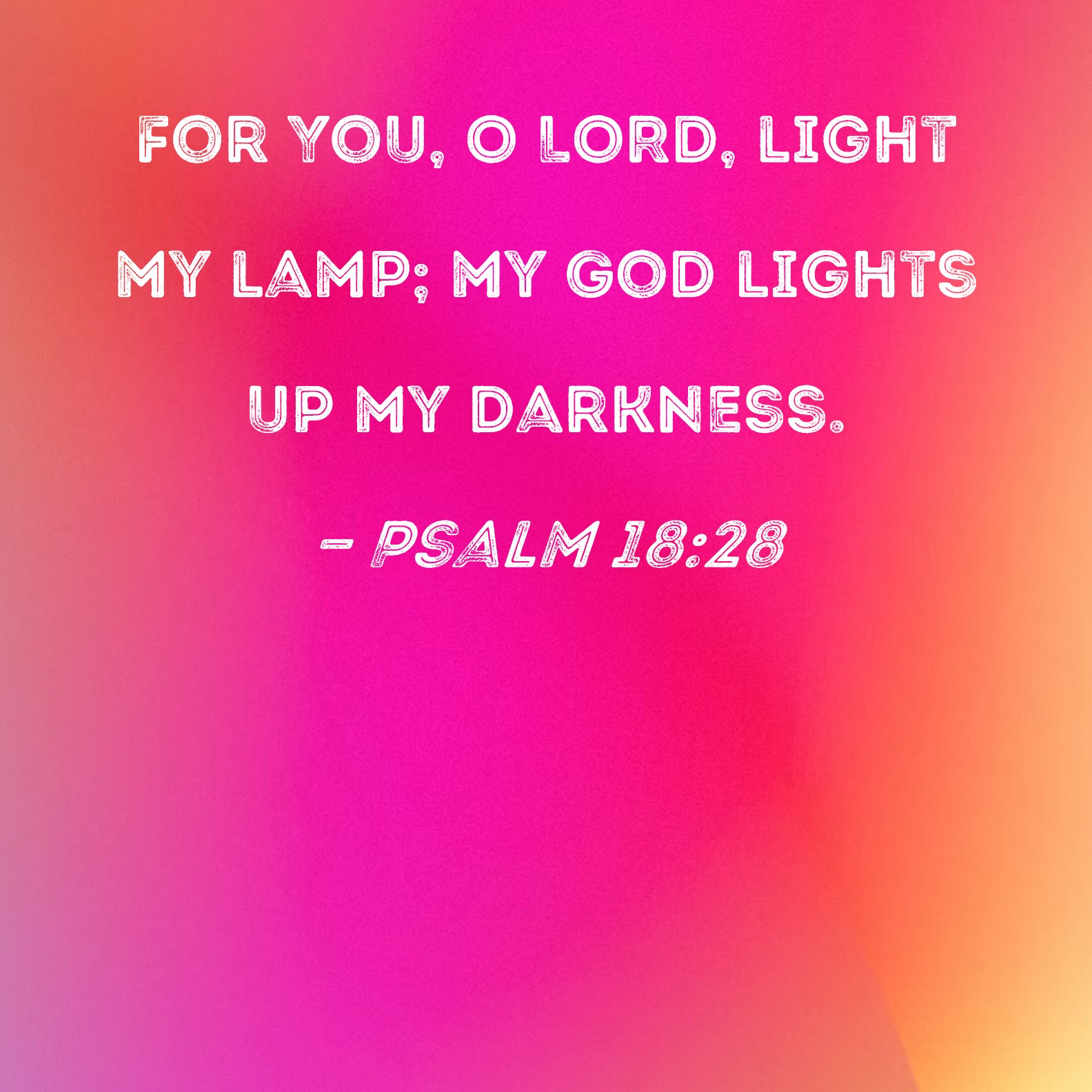 18:28 For You, O LORD, light my lamp; God up my darkness.