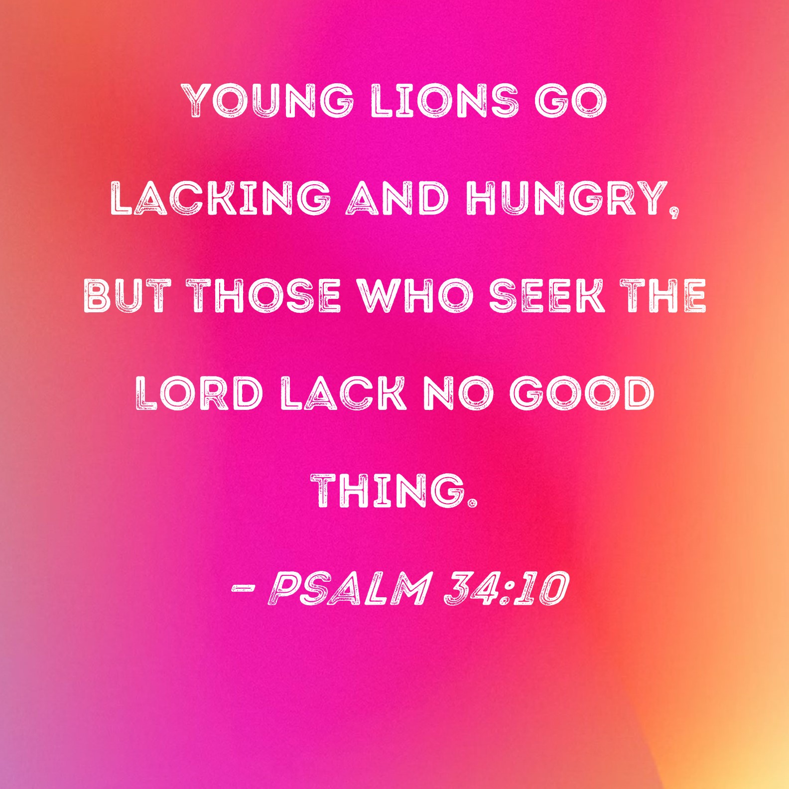 Psalm 34 10 Young Lions Go Lacking And Hungry But Those Who Seek The 