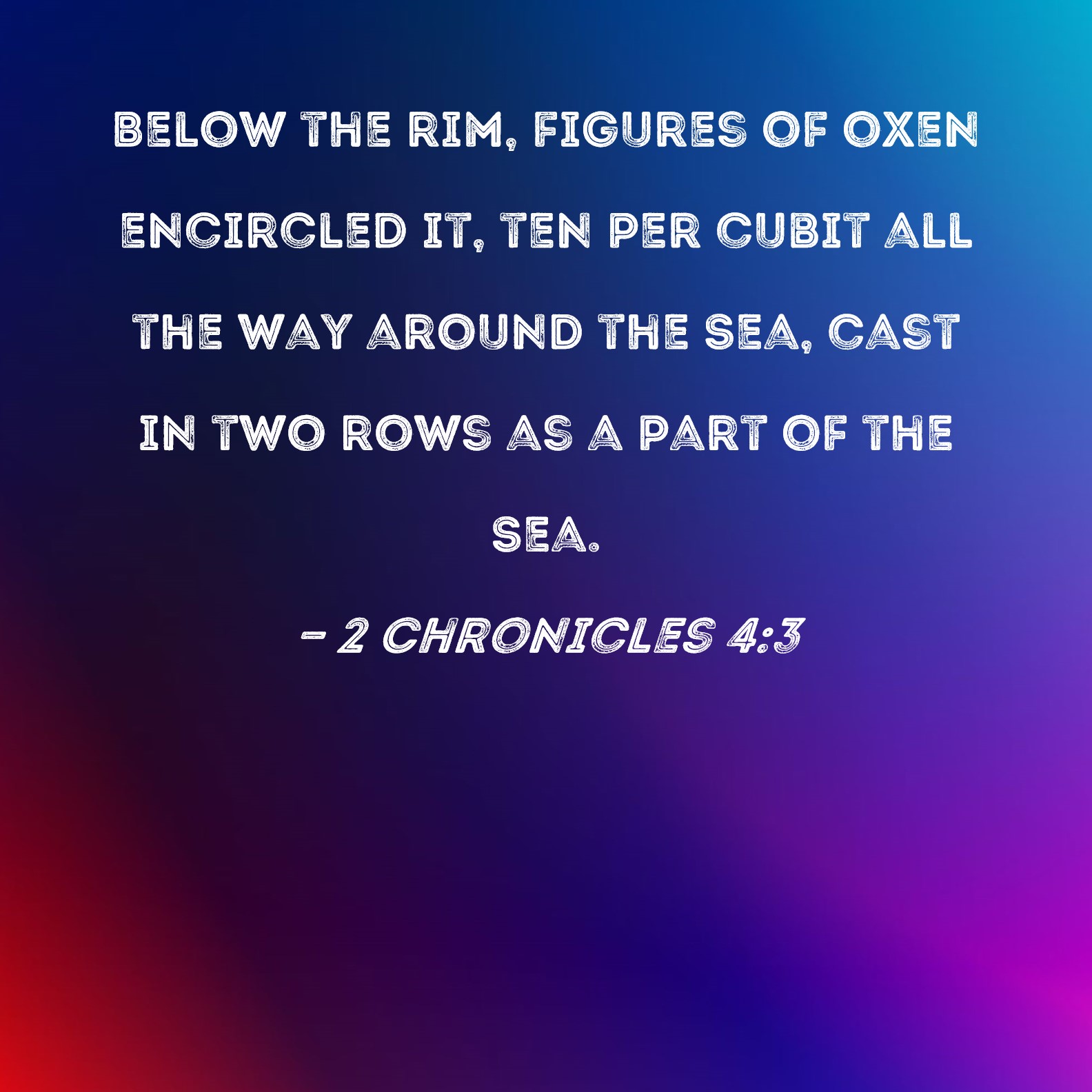 2 Chronicles 4 3 Below The Rim Figures Of Oxen Encircled It Ten Per 