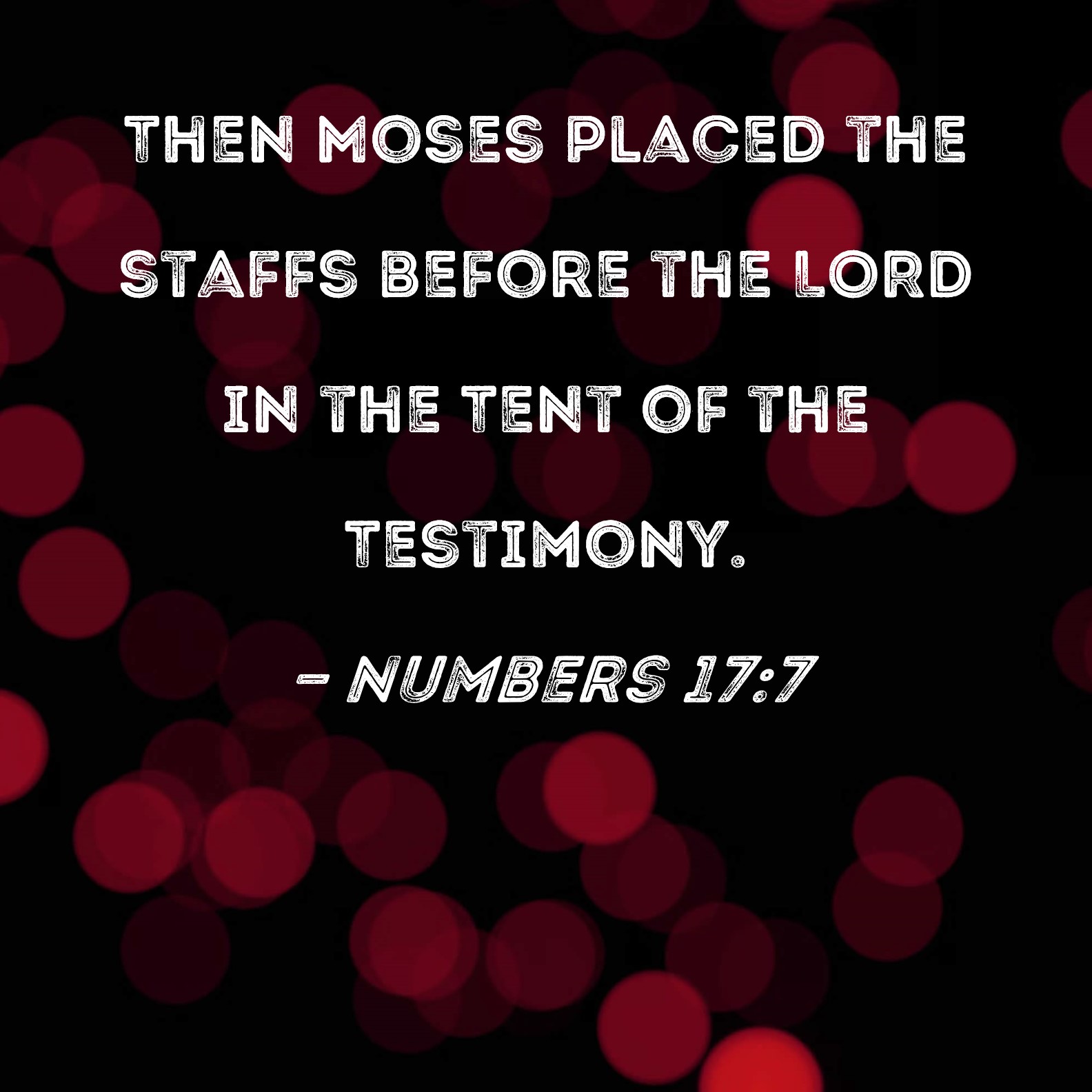 Numbers 17:7 Then Moses placed the staffs before the LORD in the Tent ...