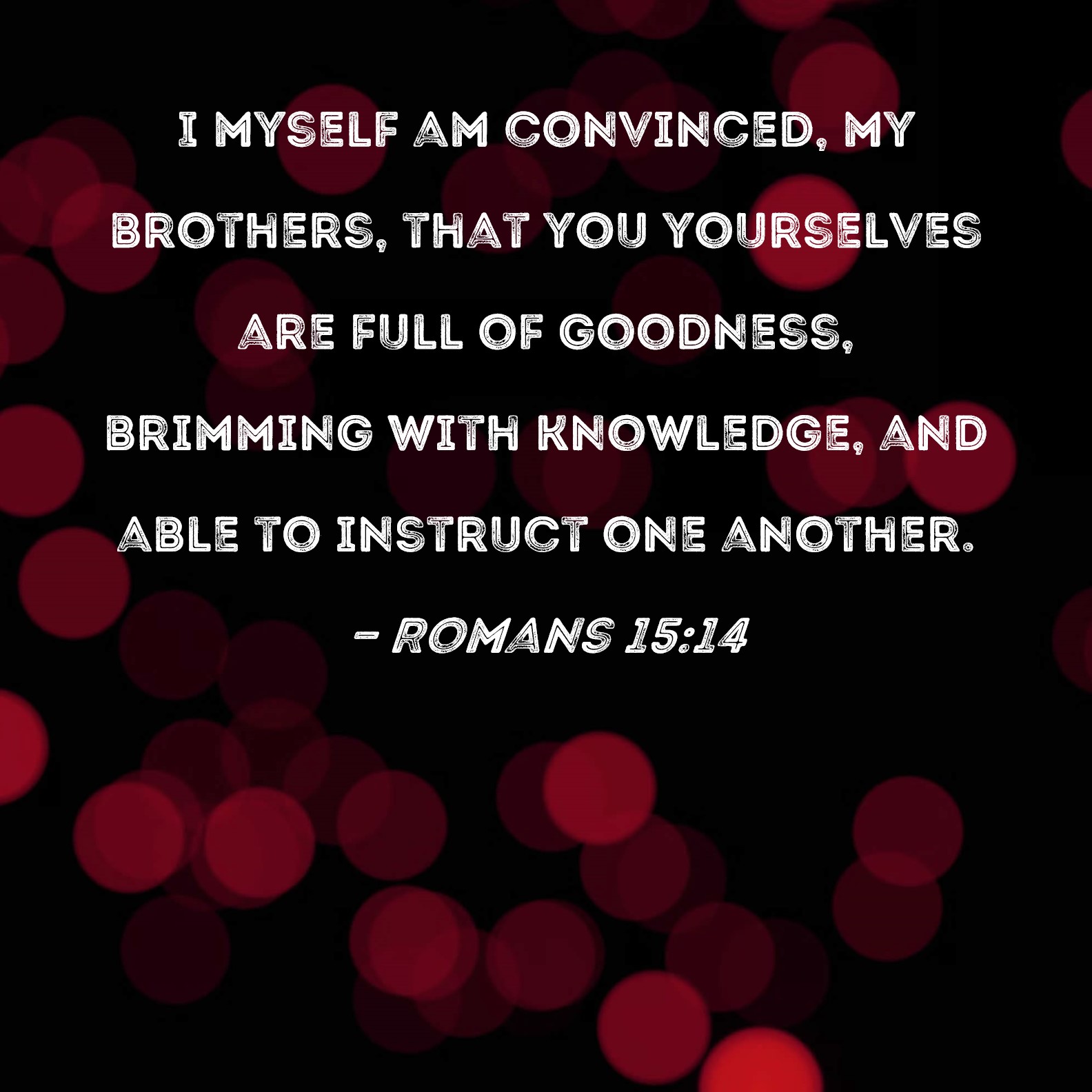 Romans 15 14 I Myself Am Convinced My Brothers That You Yourselves 