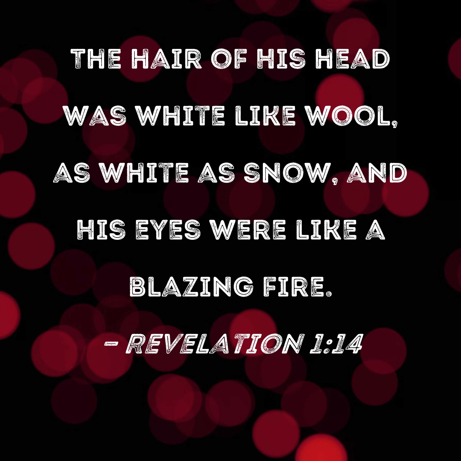 Revelation 1:14 The hair of His head was white like wool, as white as snow,  and His eyes were like a blazing fire.