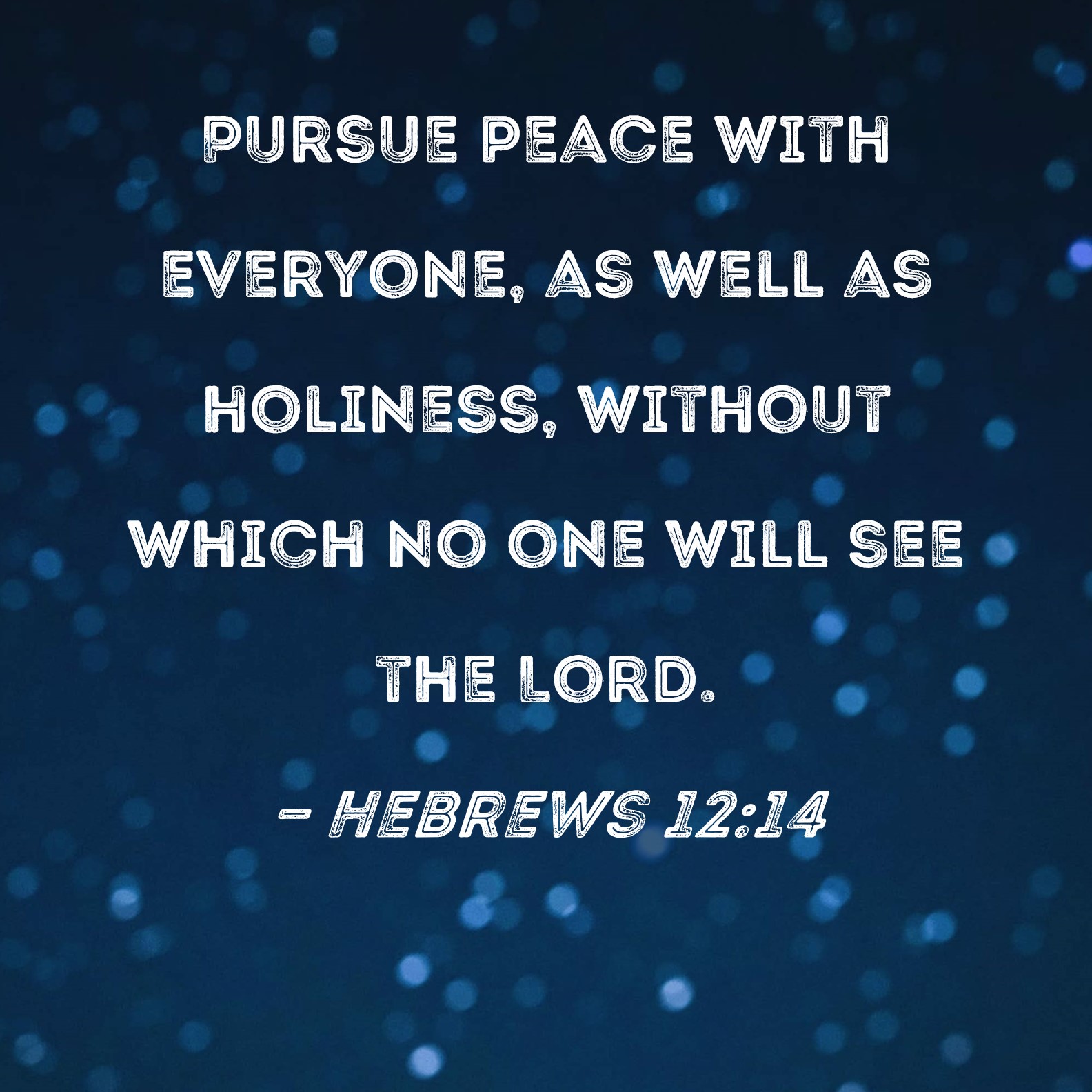 Hebrews 12:14 Pursue peace with everyone, as well as holiness, without ...