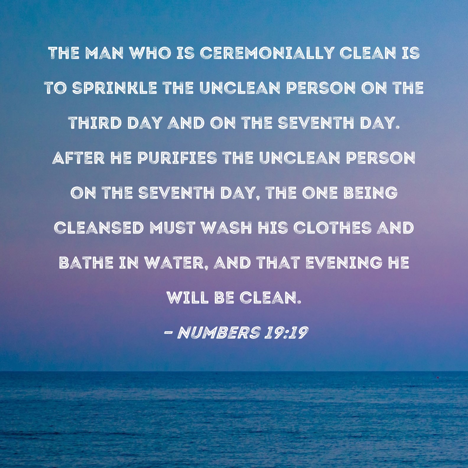 Numbers 19 19 The Man Who Is Ceremonially Clean Is To Sprinkle The 