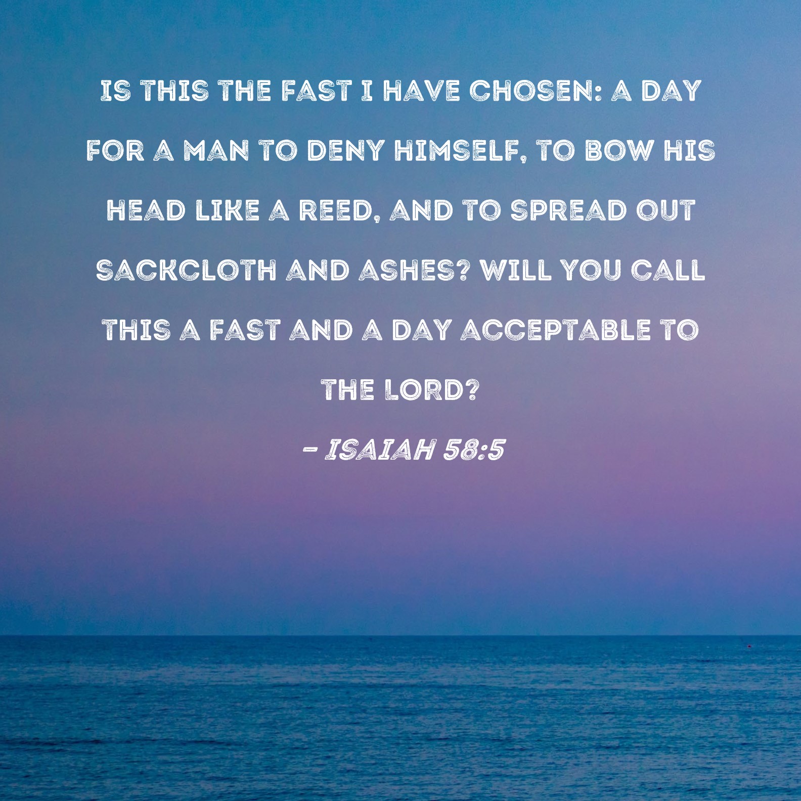 Isaiah 58 5 Is This The Fast I Have Chosen A Day For A Man To Deny 