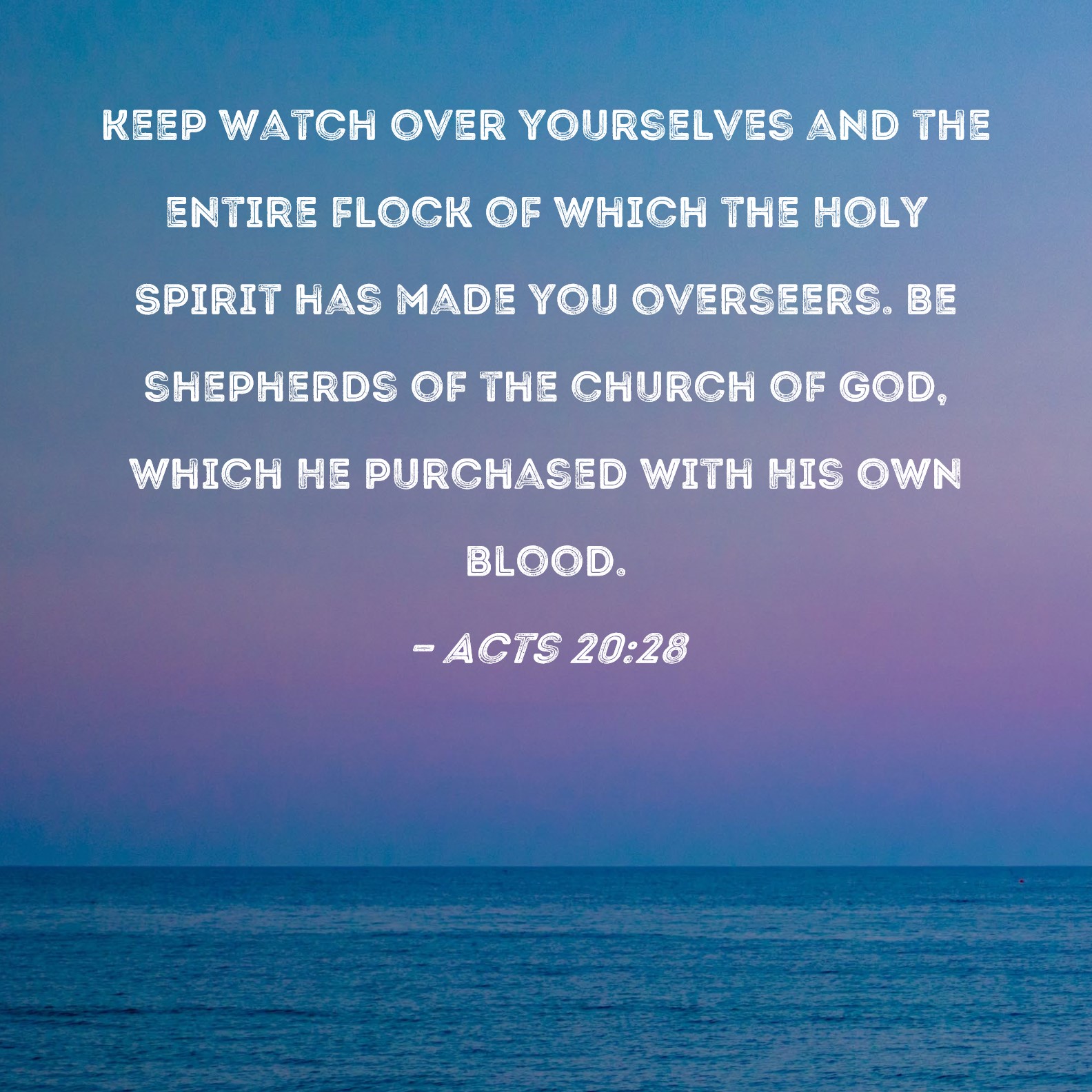 Acts 20 28 Keep Watch Over Yourselves And The Entire Flock Of Which The 