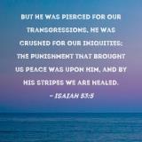Isaiah 53:5 But he was pierced for our transgressions, he was