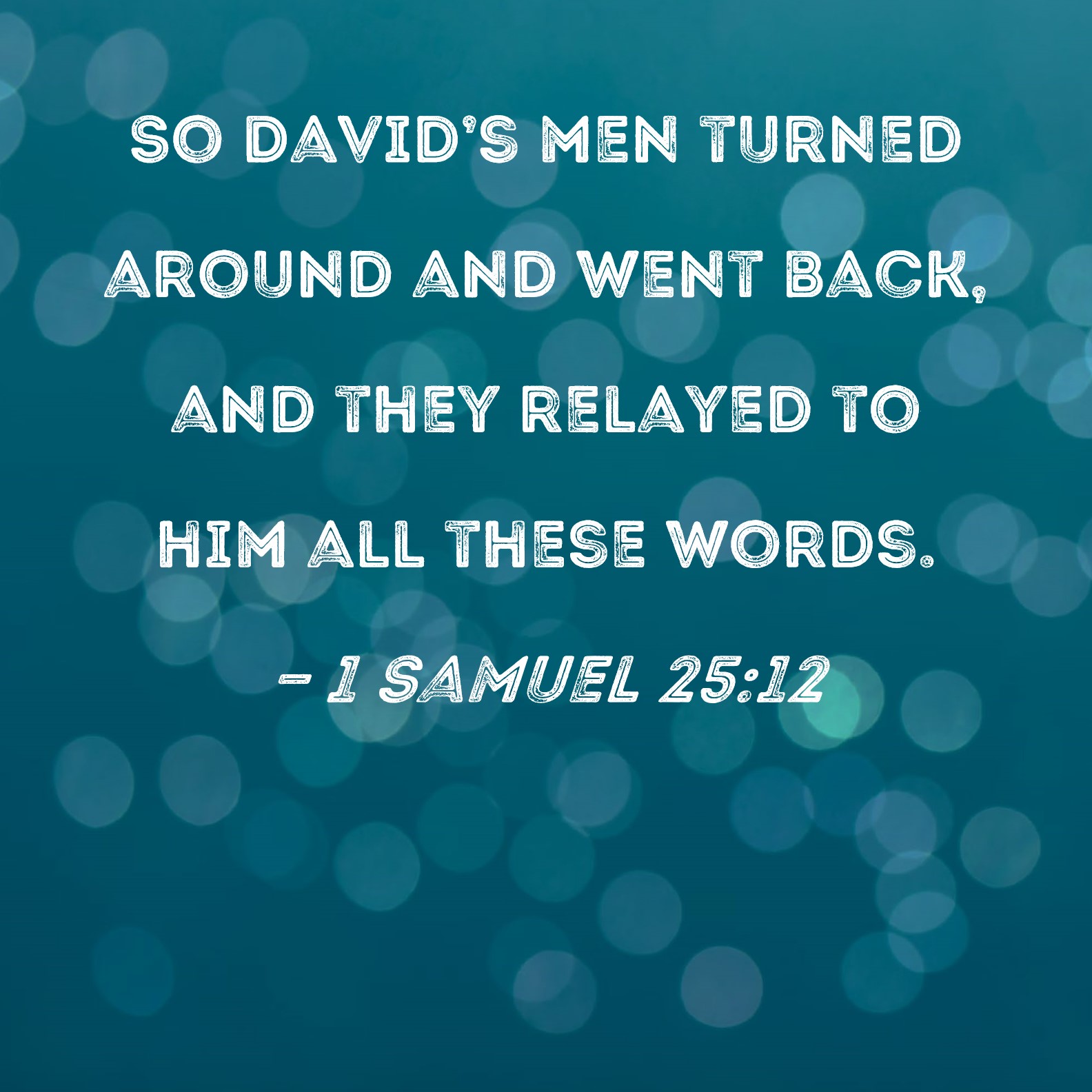 1 Samuel 2512 So David's men turned around and went back, and they