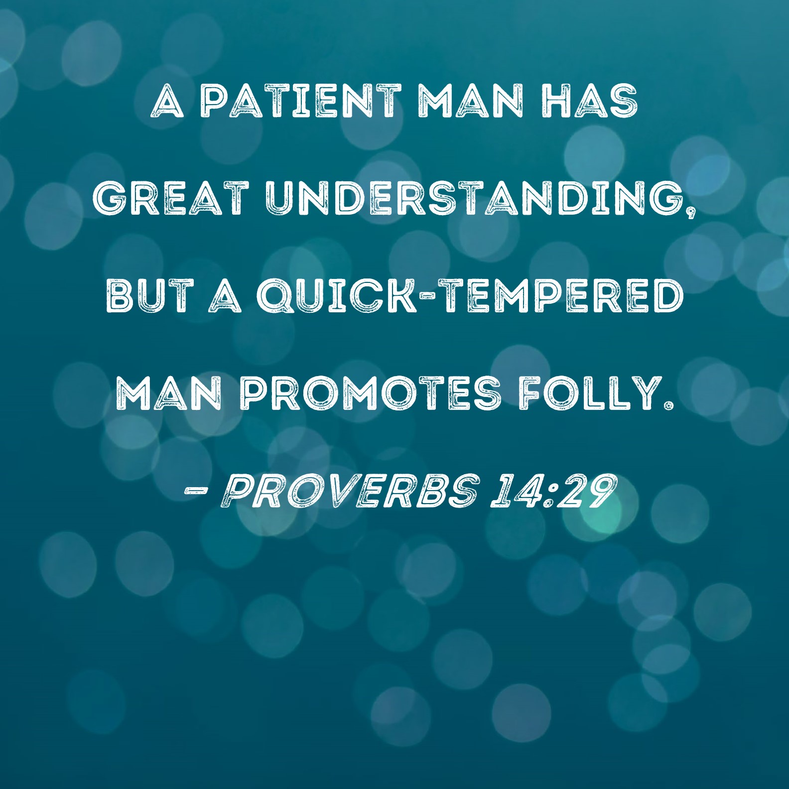 Proverbs 14 29 A Patient Man Has Great Understanding But A Quick 